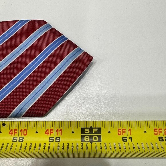 Brooks Brothers Stain Resistant Silk Neck Tie Made in USA Red Blue Stripe Mens - Picture 6 of 6